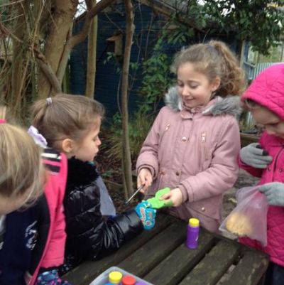 Candle Group running activities: blowing bubbles for our hopes and dreams